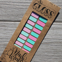 Mint & Pink Stripes Dots Kids Nail Wraps