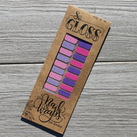 Purple & Hot Pink Stripes Dots Kids Nail Wraps