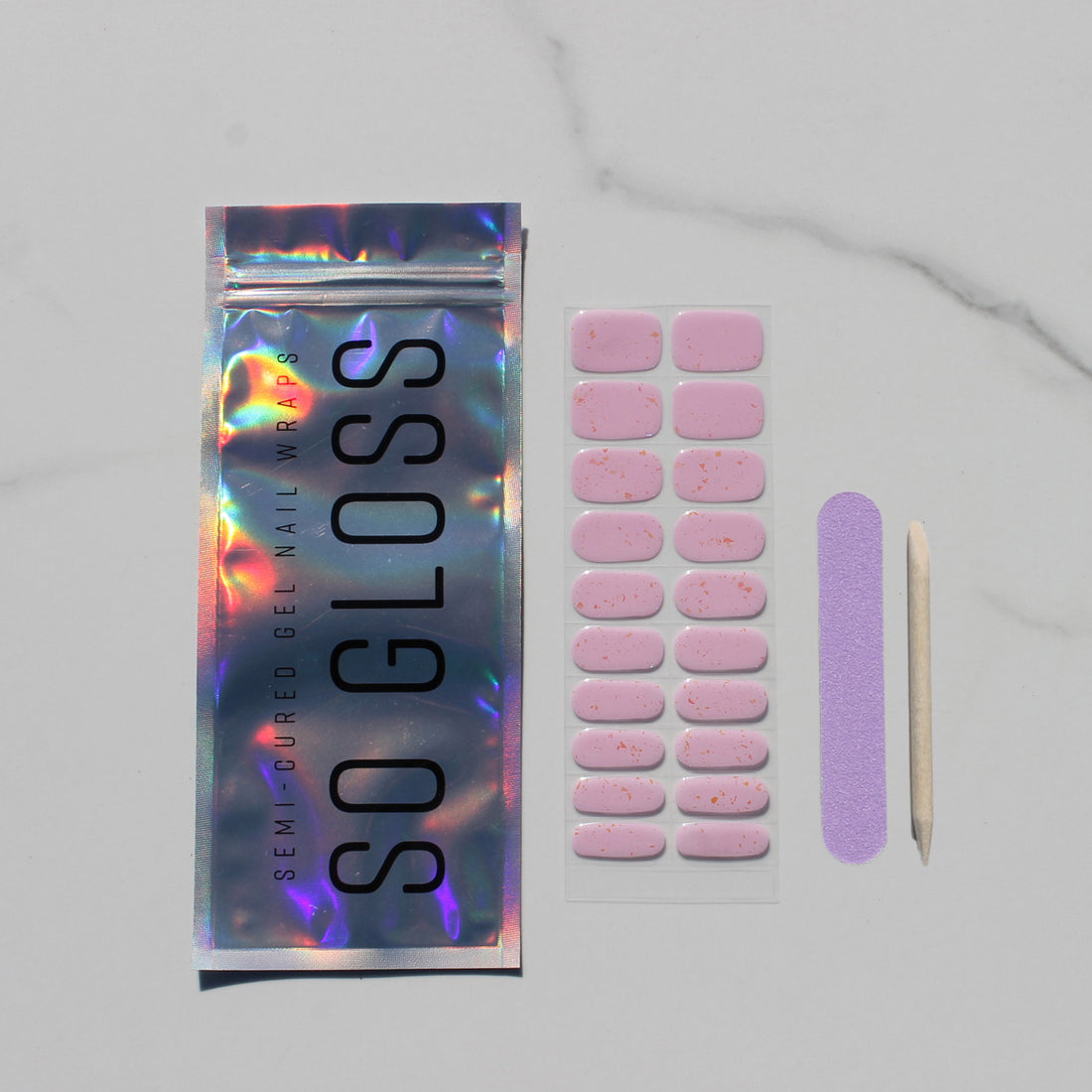 Fleckled Pink Semi-Cured Nail Wraps