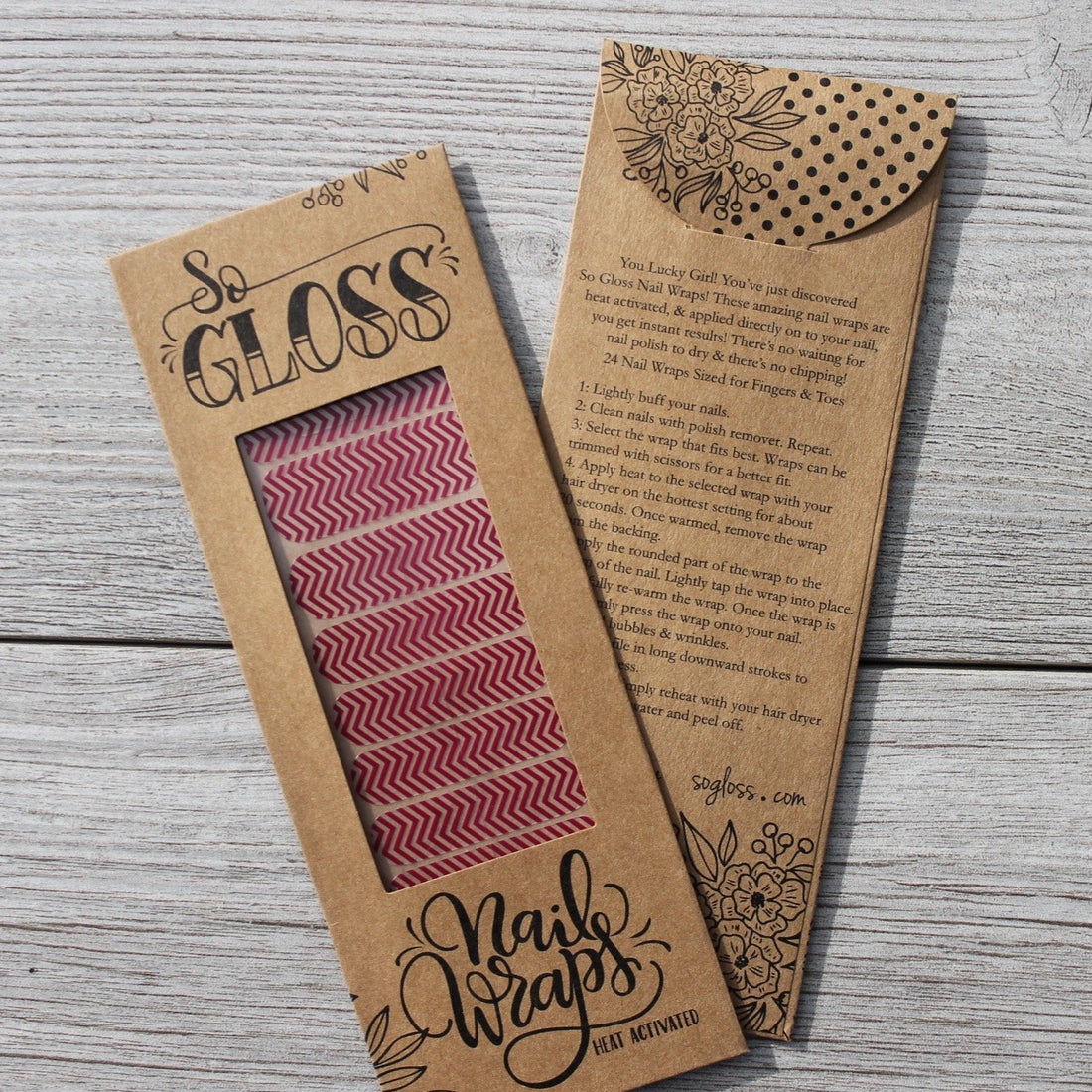 Raspberry Chevron Nail Wraps
