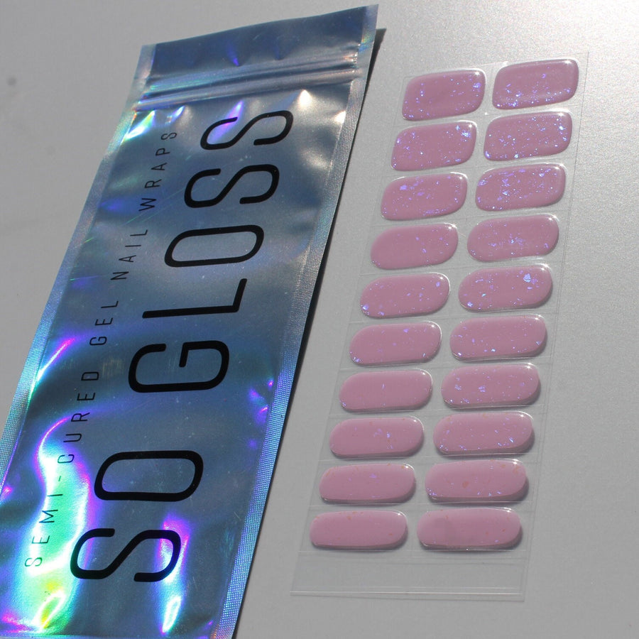 Fleckled Pink Semi-Cured Nail Wraps