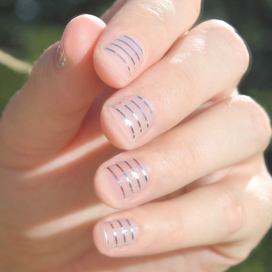 Silver Stripes Nail Wraps