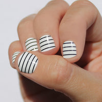 White & Black Stripes Nail Wraps
