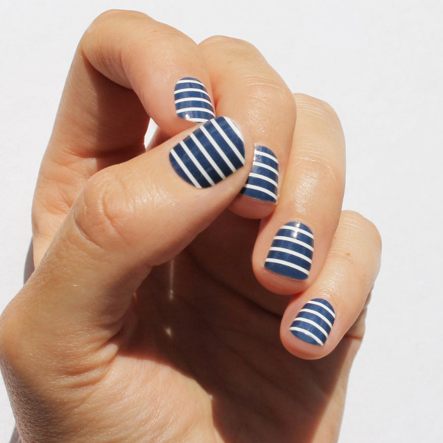 Preppy Navy and White Nails Made Easy