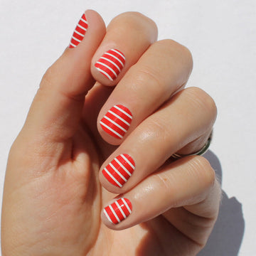 Red & White Stripe Nail Wraps