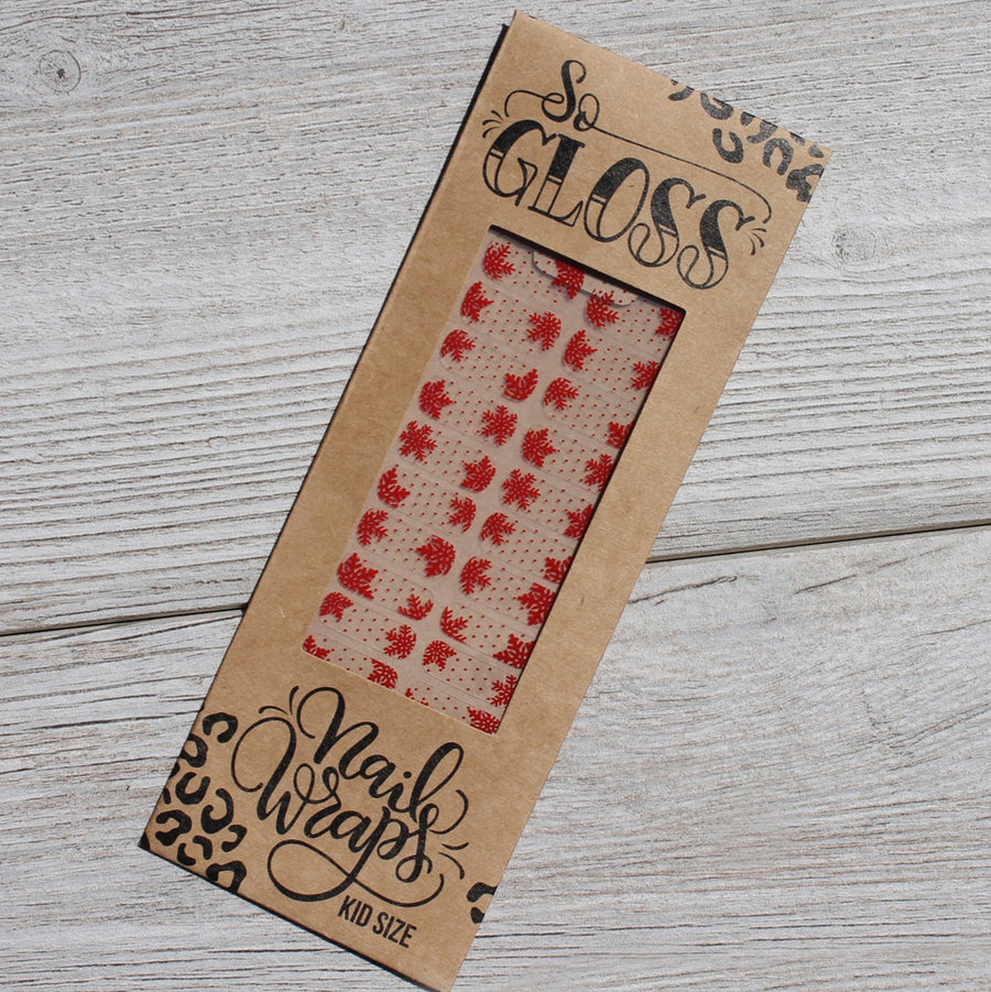 Red Snowflake Kids Nail Wraps