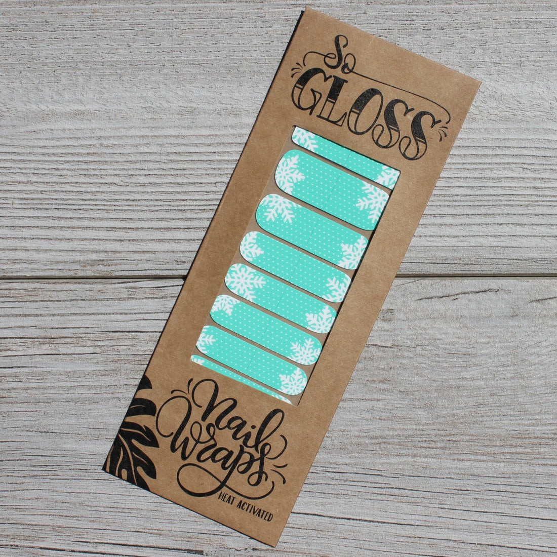 Mint Snowflake Nail Wraps