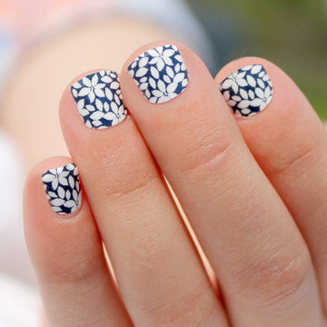 Navy Flower Kids Nail Wraps