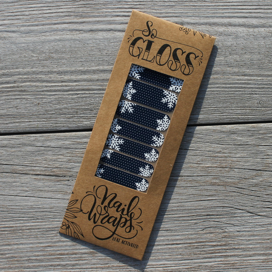 Navy Snowflake Nail Wraps
