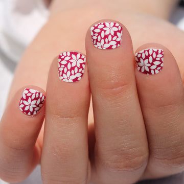 Raspberry Flower Kids Nail Wraps