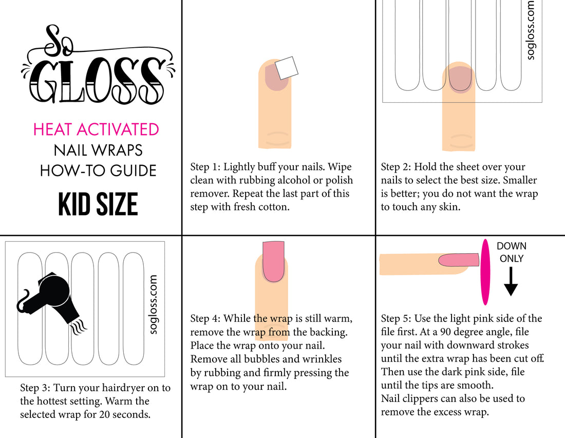 Raspberry Flower Kids Nail Wraps
