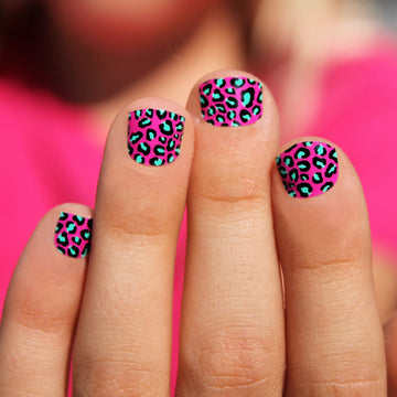 Pink & Mint Leopard Kids Nail Wraps